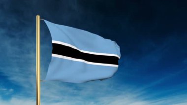 Botsvana bayrak kaydırıcı tarzı. Bulut arka plan animasyonu ile rüzgarda el sallayarak