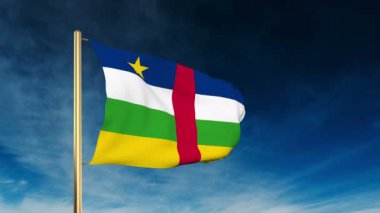Orta Afrika Cumhuriyeti bayrak kaydırıcı tarzı. Bulut arka plan animasyonu ile rüzgarda el sallayarak