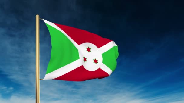 Burundi flag slider style. Waving in the wind with cloud background animation — Stock Video