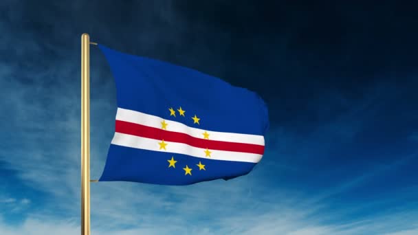 Estilo deslizante bandeira de Cabo Verde. Acenando ao vento com animação de fundo em nuvem — Vídeo de Stock