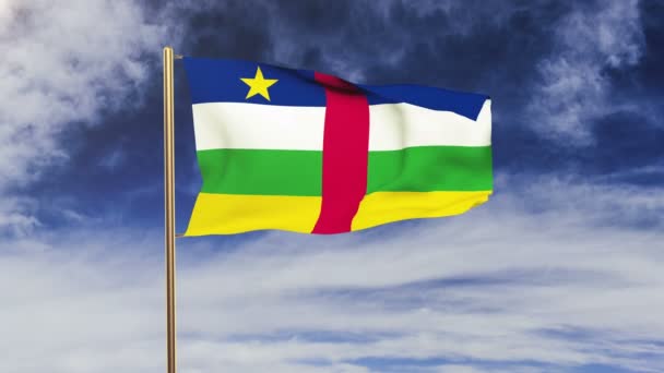 Bandera de la República Centroafricana ondeando al viento. Pantalla verde, alfa mate. Animación Loopable — Vídeo de stock