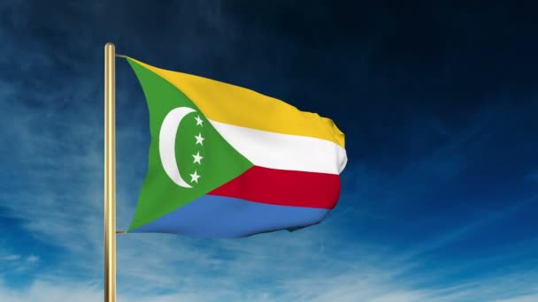 Style de curseur drapeau Comores. Agitant dans le vent avec animation de fond nuage 
