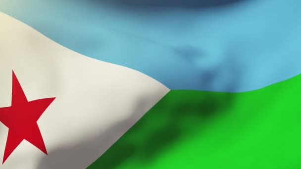 Djibouti drapeau agitant dans le vent. Boucle soleil se lève style. Boucle d'animation — Video