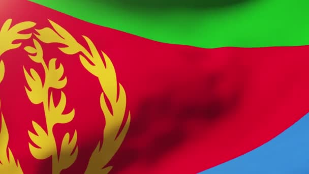 Η σημαία της Ερυθραίας που κουνώντας τον άνεμο. Ο ήλιος ανατέλλει. Βρόχος κίνησης — Αρχείο Βίντεο