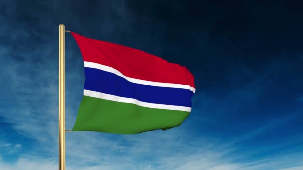 Gambia bandera deslizante estilo. Ondeando en el viento con animación de fondo de nube — Vídeos de Stock