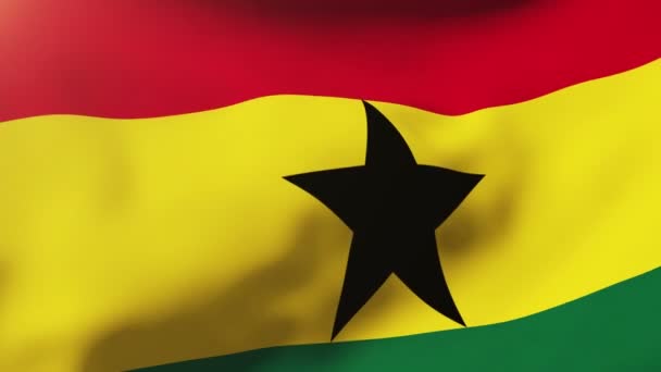 Gana bayrağı rüzgarda sallanıyor. Döngülü güneş tarzı yükselir. Animasyon döngüsü — Stok video