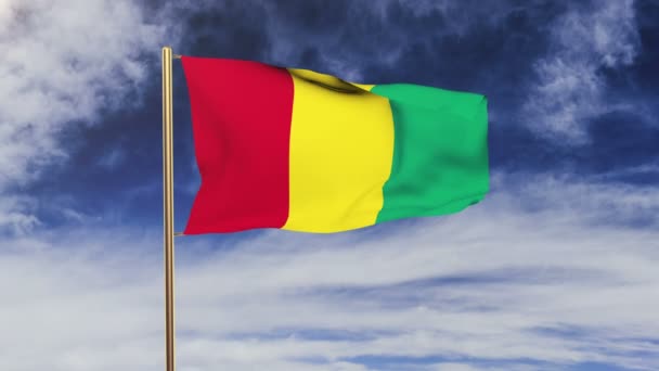 Guinea flag waving in the wind. Green screen, alpha matte. Loopable animation — Stock Video