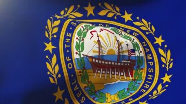 new hampshire bayrak rüzgarda sallayarak. Güneş döngü stil yükselir. Animasyon döngüsü