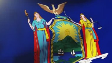 new york bayrak rüzgarda sallayarak. Güneş döngü stil yükselir. Animasyon döngüsü