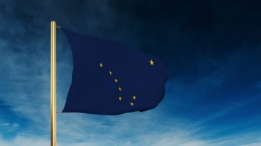 Alaska bayrak kaymak tarzı. Bulut arka plan animasyon galibiyetle sallayarak