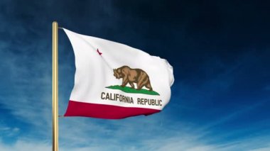california bayrak kaydırıcı tarzı. Bulut arka plan animasyonu ile galibiyette el sallayarak