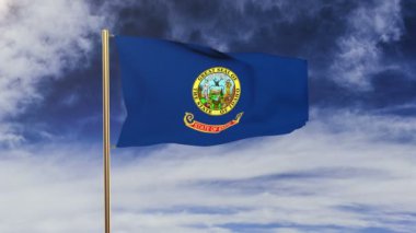 idaho bayrağı rüzgarda sallayarak. Yeşil ekran, alfa mat. Döngüye uygun animasyon