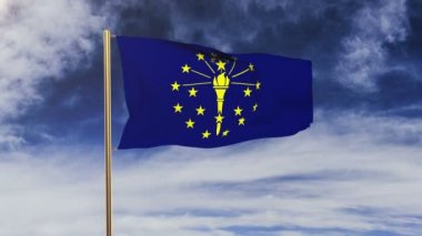 indiana bayrağı rüzgarda sallayarak. Yeşil ekran, alfa mat. Döngüye uygun animasyon