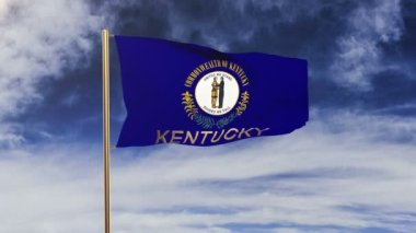 başlığı rüzgarda sallayarak ile kentucky bayrağı. Döngülü güneş tarzı yükselir. Animasyon döngüsü