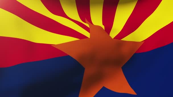 Arizona drapeau agitant dans le vent. Boucle soleil se lève style. Boucle d'animation — Video