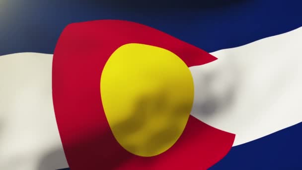 Colorado vlag zwaaien in de wind. Looping zon stijgt stijl. Animatie lus — Stockvideo