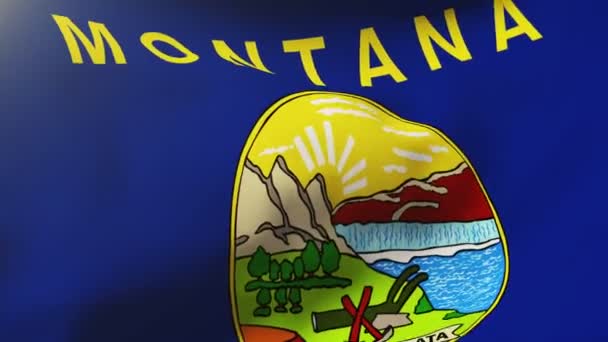 Montana vlag zwaaien in de wind. Looping zon stijgt stijl. Animatie lus — Stockvideo