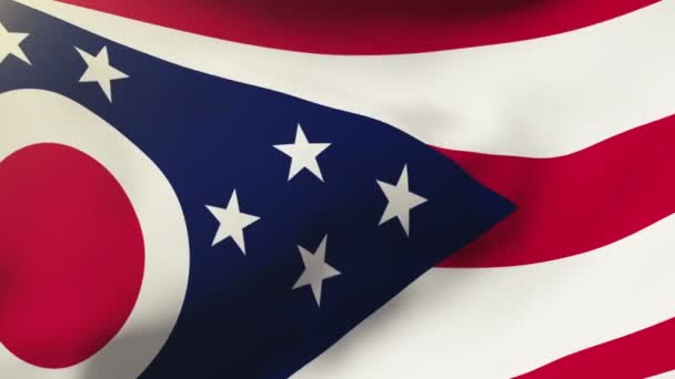 Ohio vlag zwaaien in de wind. Looping zon stijgt stijl. Animatie lus — Stockvideo