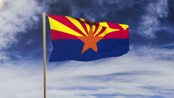 Arizona vlag zwaaiende in de wind. Groen scherm, alpha matte. Loop bare animatie — Stockvideo