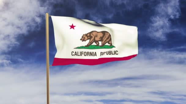 California flag waving in the wind. Green screen, alpha matte. Loopable animation — Stock Video