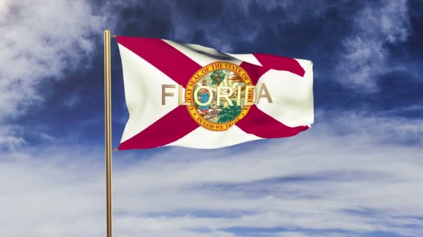 Florida-flagge mit titel weht im wind. Looping Sun Aufgang Stil. Animationsschleife — Stockvideo