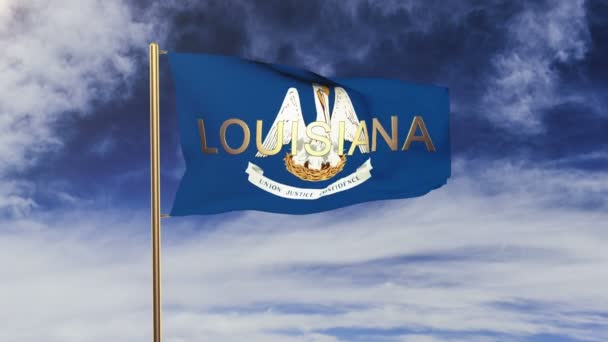 Louisiana flag with title waving in the wind — Stock Video