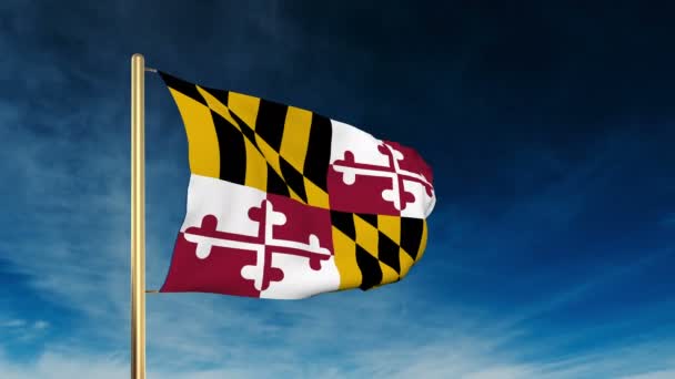 Estilo deslizante de la bandera de Maryland. Saludando en la victoria con la animación de fondo en la nube — Vídeo de stock