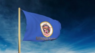 başlığı ile minnesota bayrak kaydırıcı tarzı. Bulut arka plan animasyonu ile rüzgarda el sallayarak