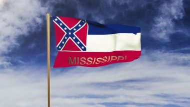 başlığı rüzgarda sallayarak mississippi bayrağı. Döngülü güneş tarzı yükselir. Animasyon döngüsü