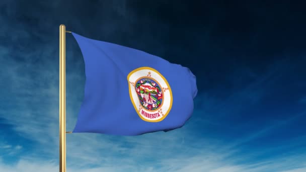 Minnesota flagga Slider stil. Vinka i vinst med moln bakgrund animation — Stockvideo