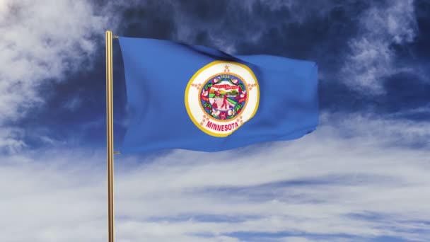 Minnesota flag waving in the wind. Green screen, alpha matte. Loopable animation — Stock Video