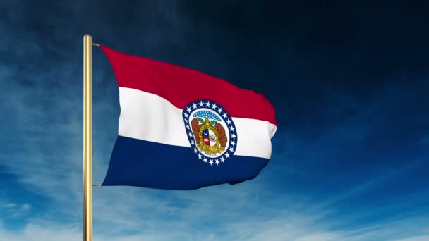 Estilo deslizante de la bandera Missouri. Saludando en la victoria con la animación de fondo en la nube — Vídeos de Stock