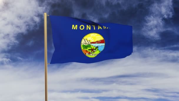 Montana vlag zwaaiende in de wind. Groen scherm, alpha matte. Loop bare animatie — Stockvideo