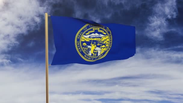 Bandeira do Nebraska acenando ao vento. Ecrã verde, alfa fosco. Animação solta — Vídeo de Stock