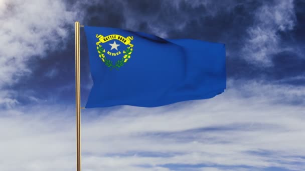 Nevada bayrağı rüzgarda sallayarak. Yeşil ekran, alfa mat. Döngüye uygun animasyon — Stok video