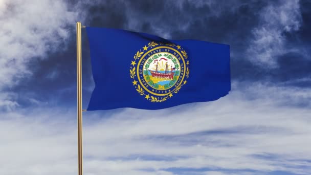 New Hampshire vlag zwaaiende in de wind. Groen scherm, alpha matte. Loop bare animatie — Stockvideo