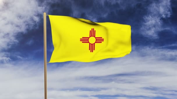 New Mexico vlag zwaaiende in de wind. Groen scherm, alpha matte. Loop bare animatie — Stockvideo