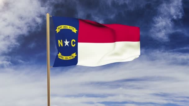 North Carolina flagi machając na wietrze. Zielony ekran, maska alfa. Animacja z możliwością powtarzania — Wideo stockowe