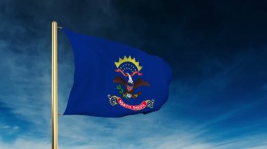 kuzey dakota bayrak kaydırıcı tarzı. Bulut arka plan animasyonu ile galibiyette el sallayarak