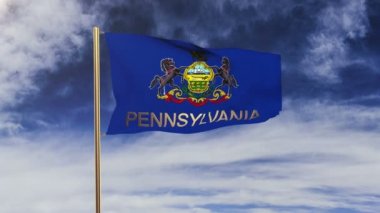 başlığı rüzgarda sallayarak ile Pennsylvania bayrağı. Döngülü güneş tarzı yükselir. Animasyon döngüsü
