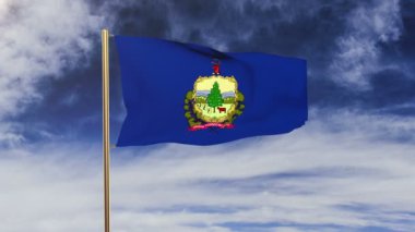 vermont bayrağı rüzgarda sallayarak. Yeşil ekran, alfa mat. Döngüye uygun animasyon