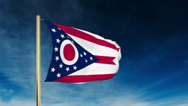 Ohio flag slider style. Waving in the win with cloud background animation — Stock Video