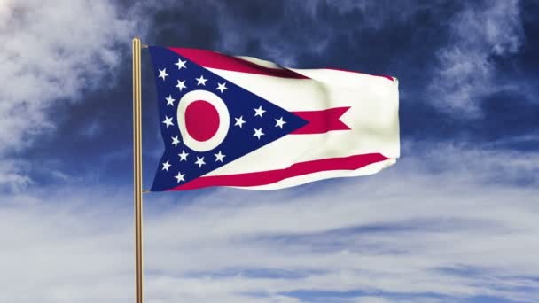 La bandera de Ohio ondeando en el viento. Pantalla verde, alfa mate. Animación Loopable — Vídeos de Stock