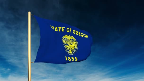 Oregon vlag stijl Slider. Wuivende in de overwinning met Cloud achtergrond animatie — Stockvideo