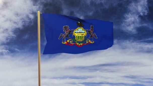 Pennsylvania flag waving in the wind. Green screen, alpha matte. Loopable animation — Stock Video