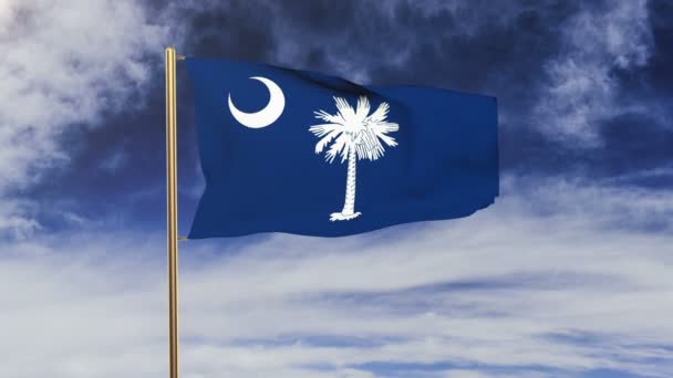 South Carolina vlag zwaaiende in de wind. Groen scherm, alpha matte. Loop bare animatie — Stockvideo