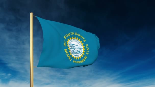 South Dakota flag slider style. В ожидании выигрыша с мультипликацией облачного фона — стоковое видео