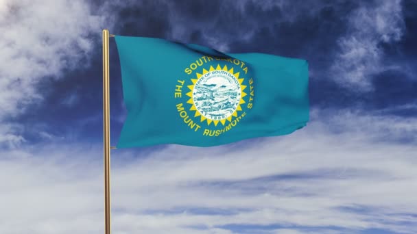 Bandeira dakota sul acenando ao vento. Ecrã verde, alfa fosco. Animação solta — Vídeo de Stock