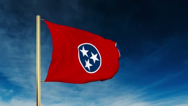 Tennessee flag slider style. Waving in the win with cloud background animation — Stock Video