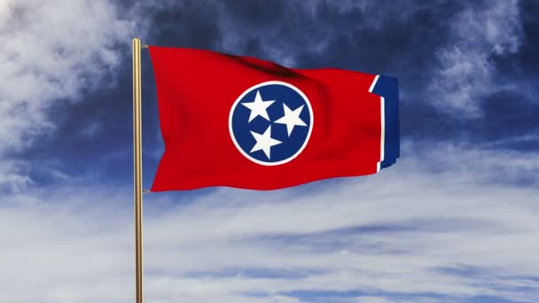 Bandiera del Tennessee sventola nel vento. Schermo verde, alfa matte. Animazione Loopable — Video Stock